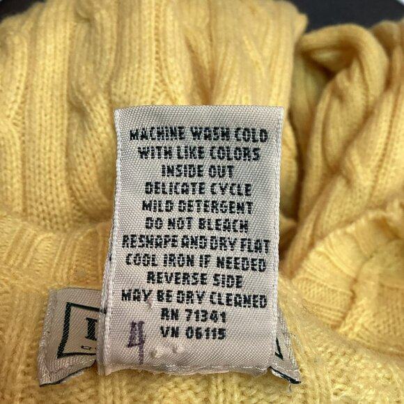 L.L. Bean Lambs Wool Womens Small Cable Knit Sweater Yellow - Picture 9 of 9